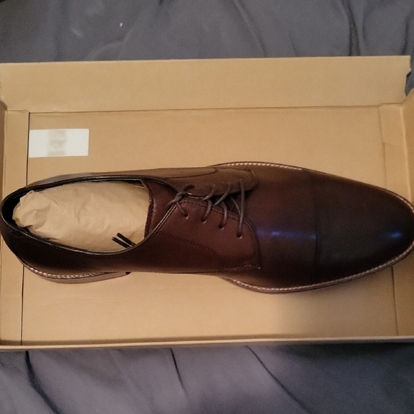 Cole Haan Brown Leather Oxfords with Modern Square Toe - Picture 3 of 4